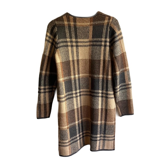 Fortune & Ivy Brown Plaid Cardigan Sweater Size M Open Front Knit Academia Comfy - Picture 4 of 8